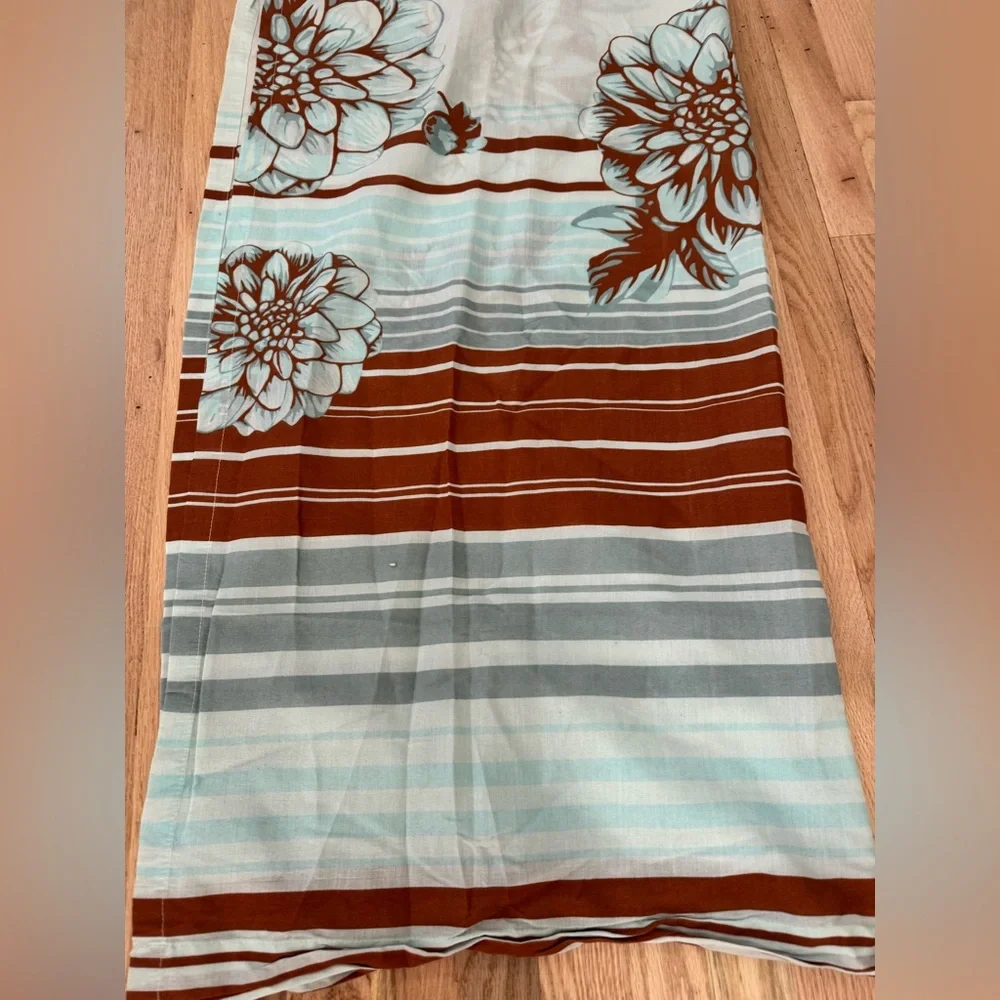 Two Panel Drapes‎ 82x40 Floral BlueGreen Brown